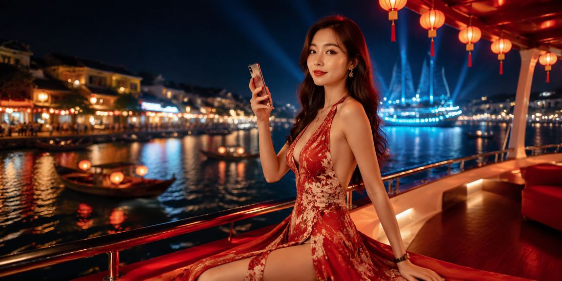 Người chơi Việt Nam truy cập tài khoản e52 trên điện thoại di động tại Hội An
